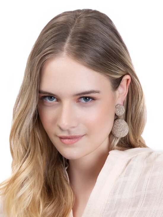 Deepa Gurnani Teslana Beige Statement Dangle Drop Earrings